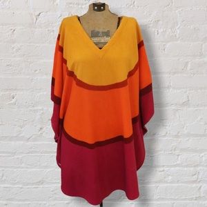 Marimekko for Target Orange Pink Yellow Circle Stripes Terrycloth V-neck Poncho